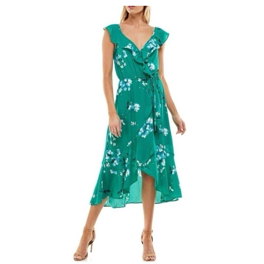 Socialite Floral Green Wrap Dress